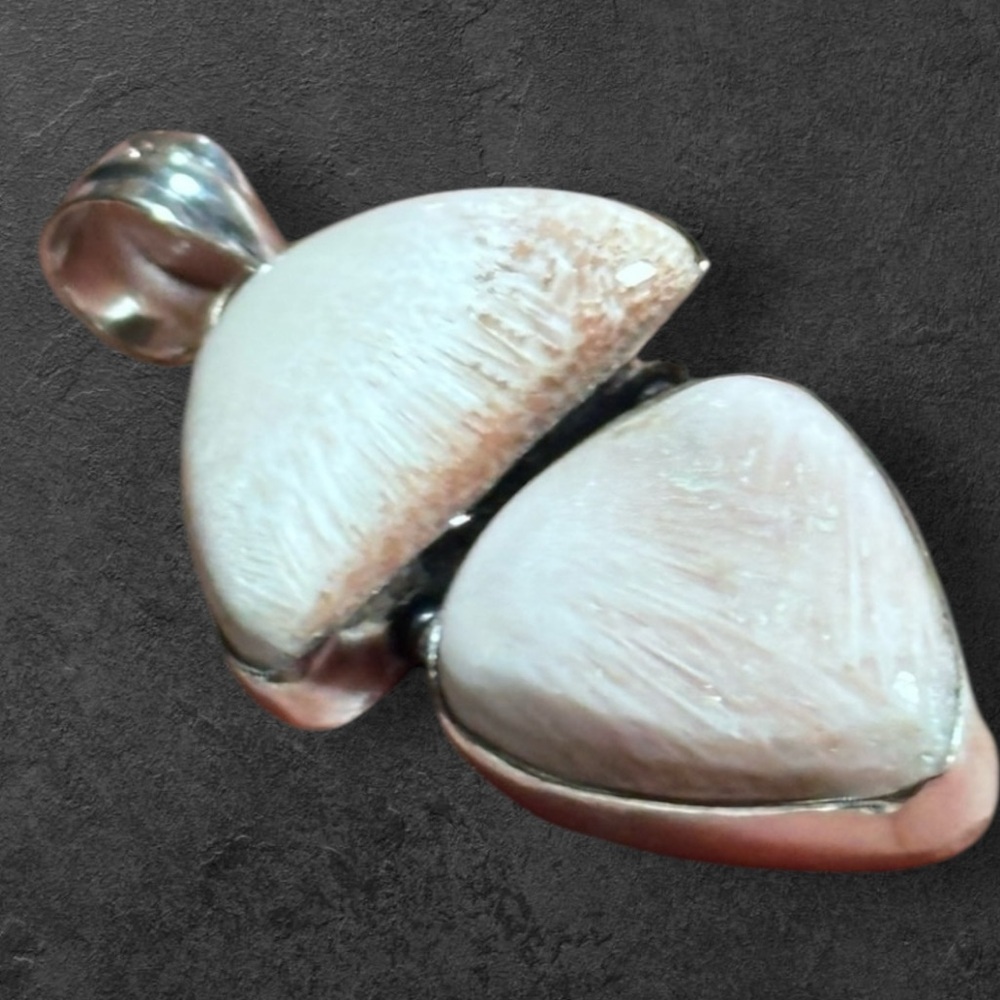 Handcrafted Artisan Jewelry Pendant Scolecite Natural Pink Stone  2.4" 4313 B